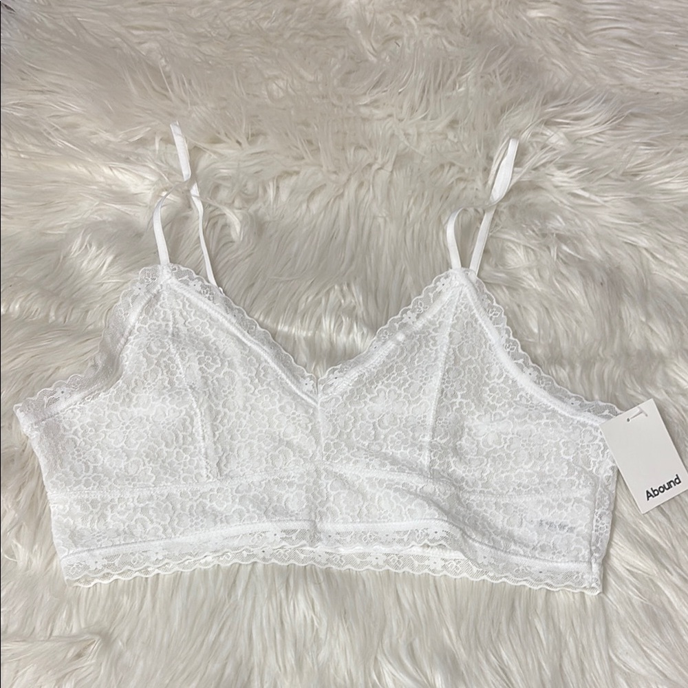 NWT Abound White Lace Bralette Top Size L